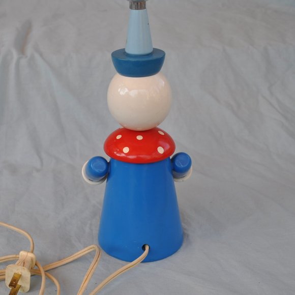 underwriters' laboratories vintage nursery desk light blue wood clown (w582) - Picture 6 of 13